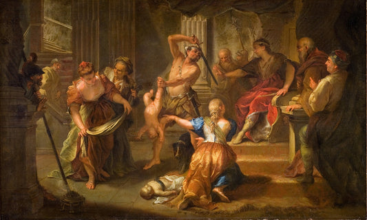 The Judgment of Solomon, vintage artwork by Jean Raoux, 12x8" (A4) Poster