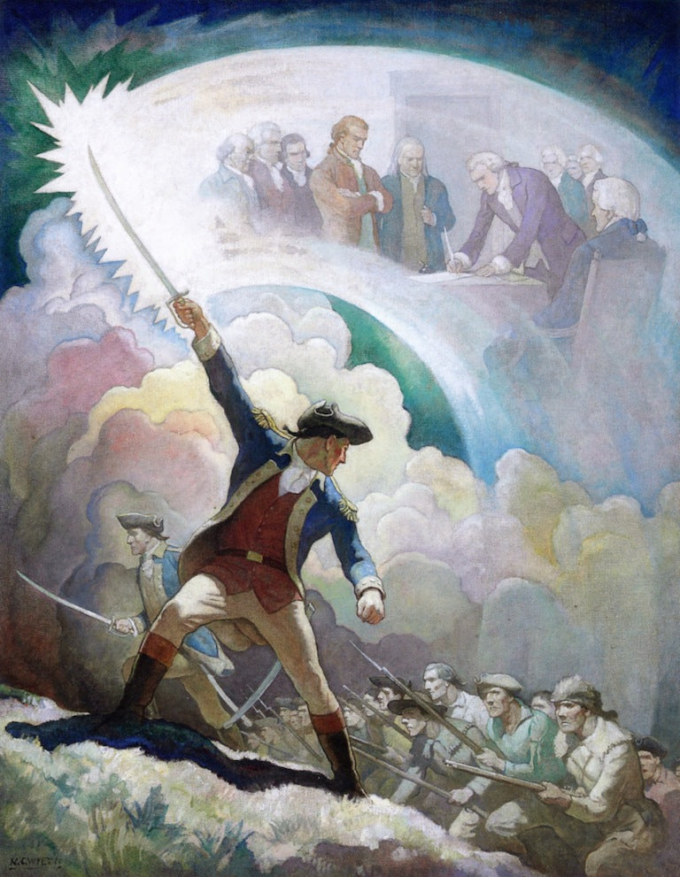 Ethan Allen, Forerunner of Independence, vintage artwork by Newell Convers (N.C.) Wyeth, 12x8" (A4) Poster