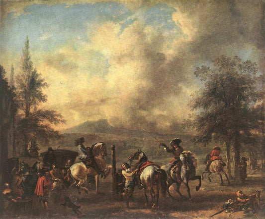 Riding School, vintage artwork by Philips Wouwerman, 12x8" (A4) Poster