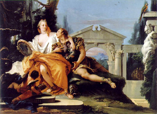 Rinaldo and Armida in the Garden, vintage artwork by Giovanni Battista Tiepolo, 12x8" (A4) Poster