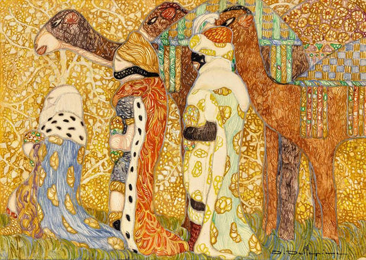 The Three Magi, vintage artwork by David Dellepiane, 12x8" (A4) Poster