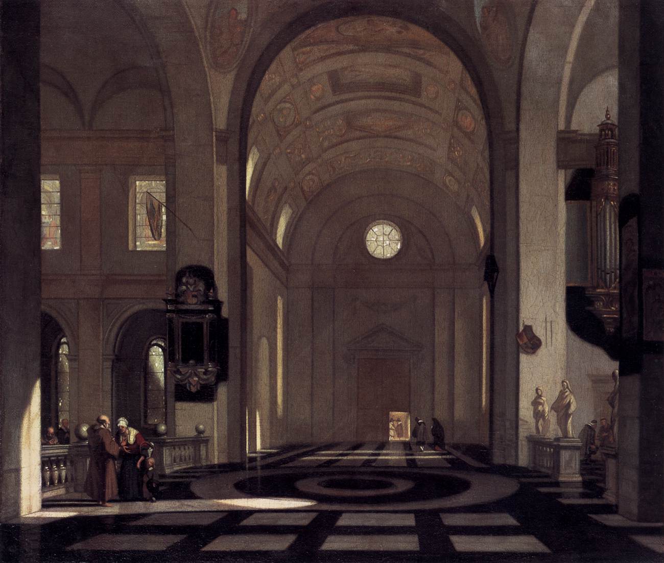 Interior of a Baroque Church, vintage artwork by Emanuel de Witte, 12x8" (A4) Poster