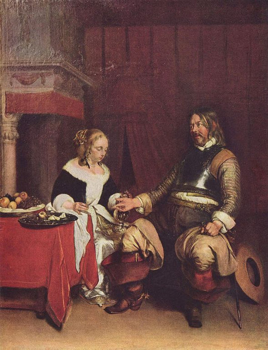 The Gallant Soldier, vintage artwork by Gerard ter Borch, 12x8" (A4) Poster