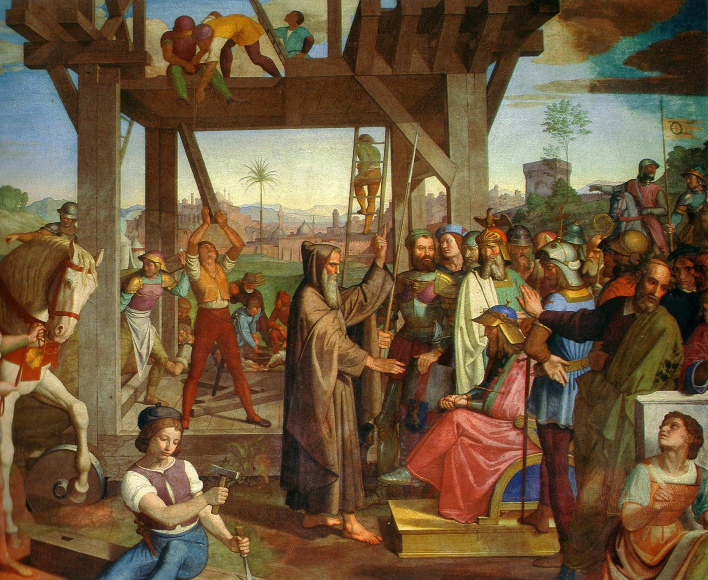 Jerusalem Delivered (Detail), vintage artwork by Johann Friedrich Overbeck, 12x8" (A4) Poster