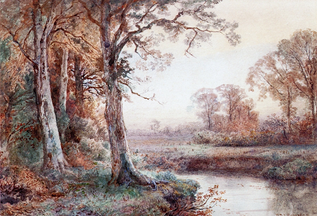 Autumn Landscape with Stream, vintage artwork by William Trost Richards, 12x8" (A4) Poster