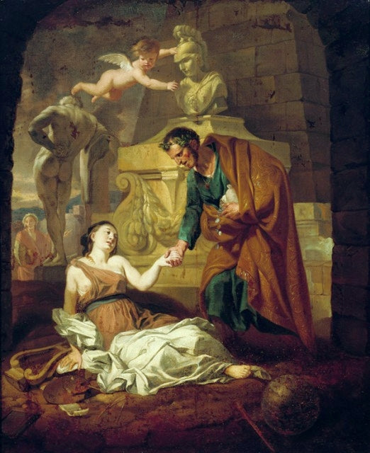 Gaius Maecenas Supporting the Arts, vintage artwork by Gerard de Lairesse, 12x8" (A4) Poster