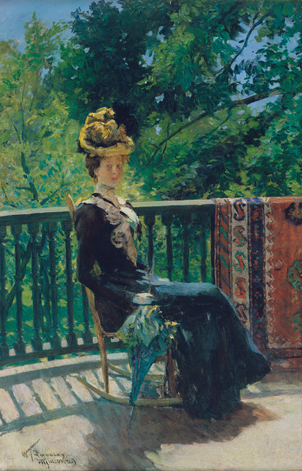 Seated Woman with a Parasol, vintage artwork by William Thomas Smedley, 12x8" (A4) Poster