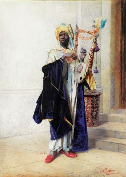 Musician with Cithar, vintage artwork by Giuseppe Signorini, 12x8" (A4) Poster