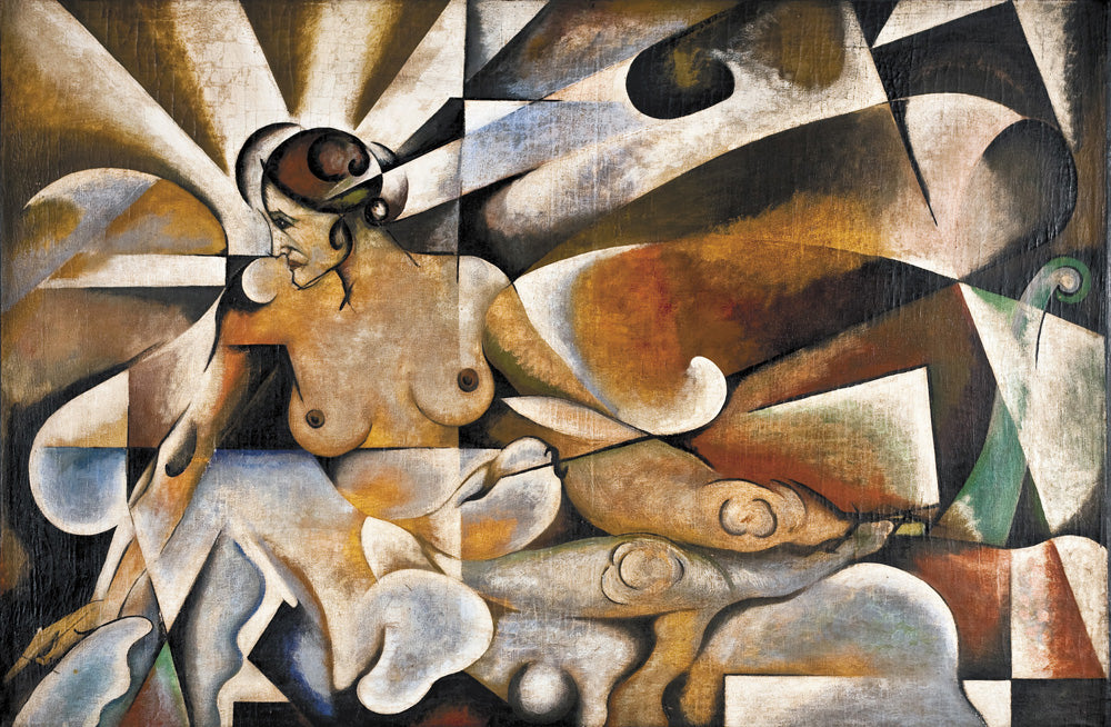 Femme Cubiste, vintage artwork by Vladimir Baranoff-Rossine, 12x8" (A4) Poster
