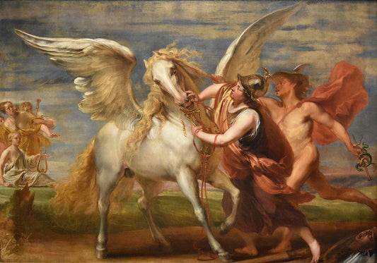 Minerva Conceals Pegasus with the Help of Mercury, vintage artwork by Jan Boeckhorst, 12x8" (A4) Poster