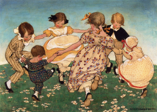 Round the Ring of Roses, vintage artwork by Jessie Willcox Smith, 12x8" (A4) Poster