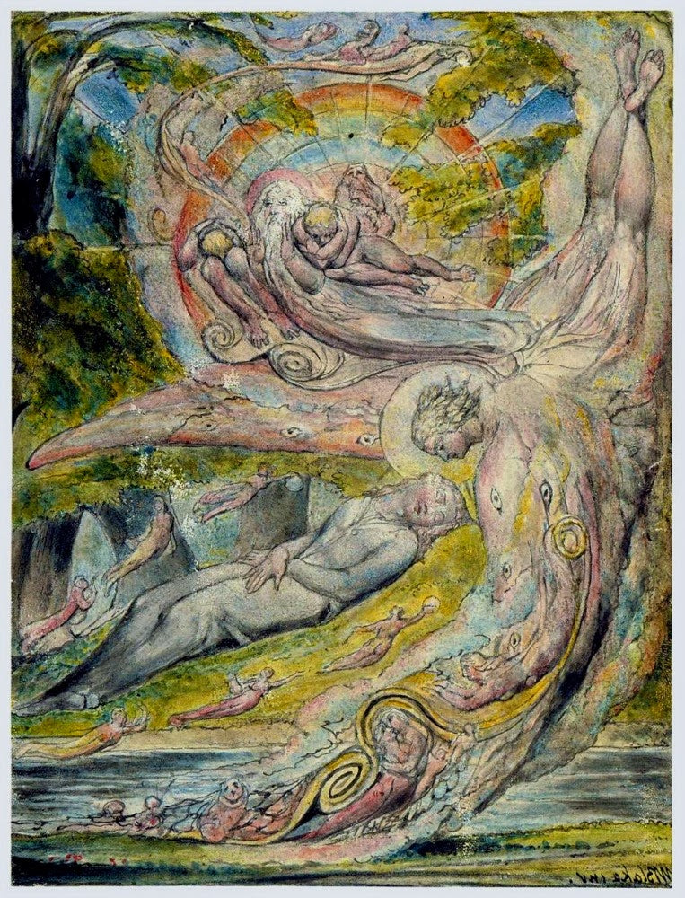 Milton’s Mysterious Dream, vintage artwork by William Blake, 12x8" (A4) Poster