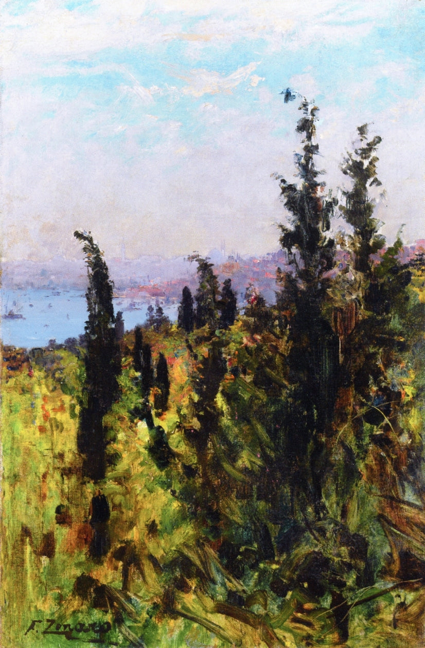 View over the Golden Horn, vintage artwork by Fausto Zonaro, 12x8" (A4) Poster