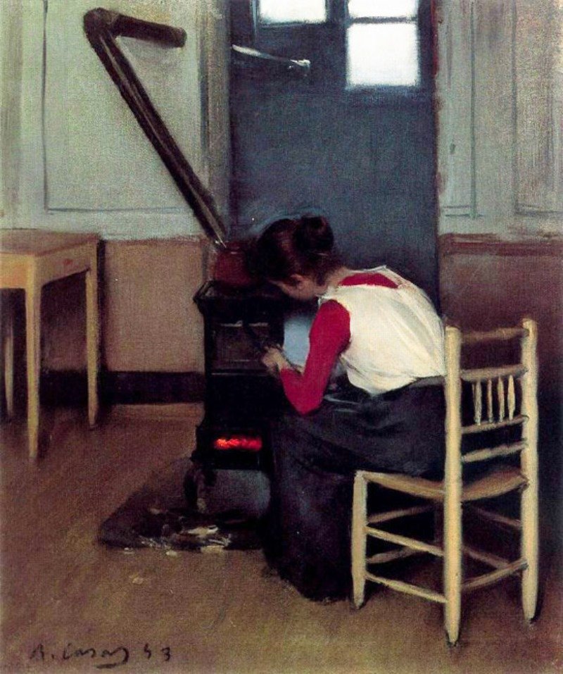 By the Fireside by Ramon Casas y Carbo,A3(16x12")Poster