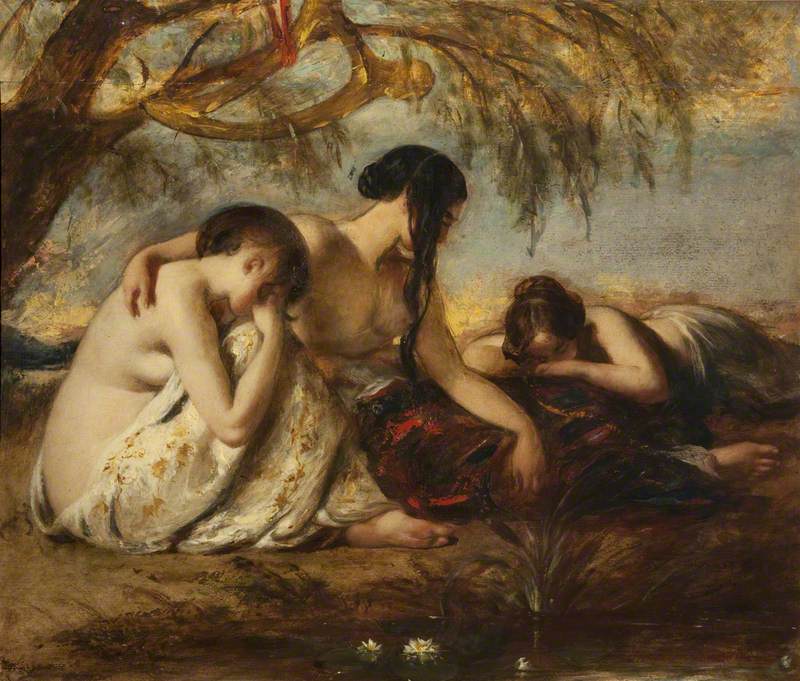 by  the waters of Baby lon we sat down and wept, vintage artwork by William Etty, 12x8" (A4) Poster