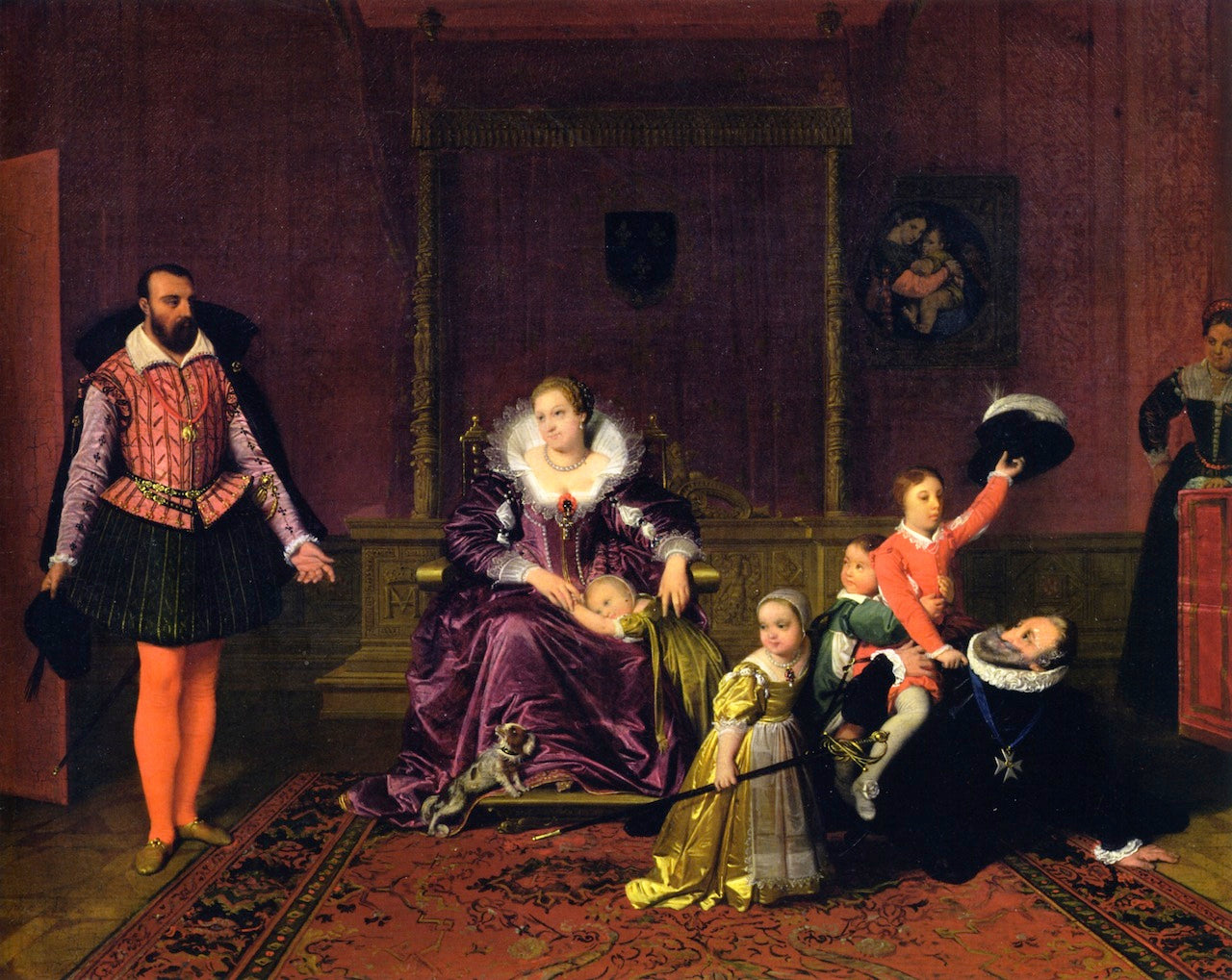 Henri IV Playing with His Children, vintage artwork by Jean-Auguste-Dominique Ingres, 12x8" (A4) Poster