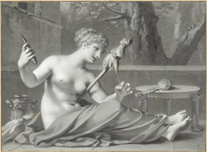 Clotho la fileuse, vintage artwork by Pierre-Paul Prud'hon, 12x8" (A4) Poster