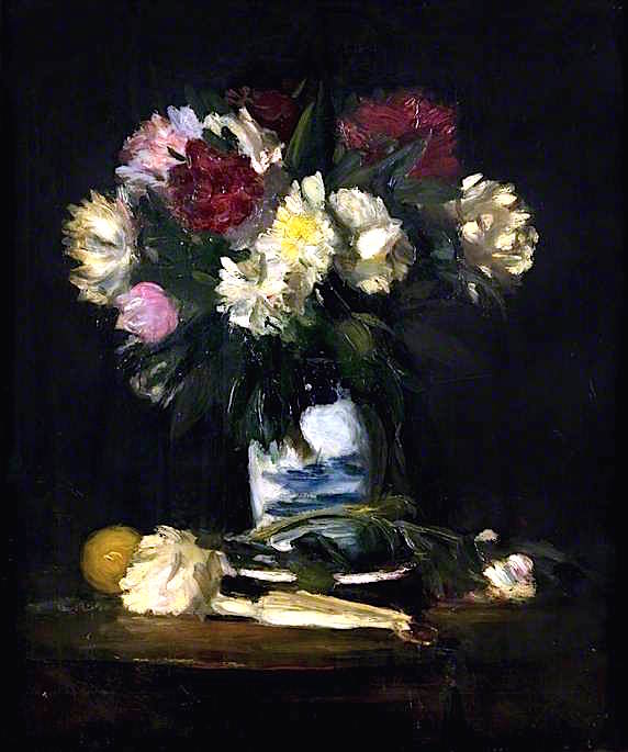 Roses in a White and Blue Vase by George Leslie Hunter,16x12(A3) Poster