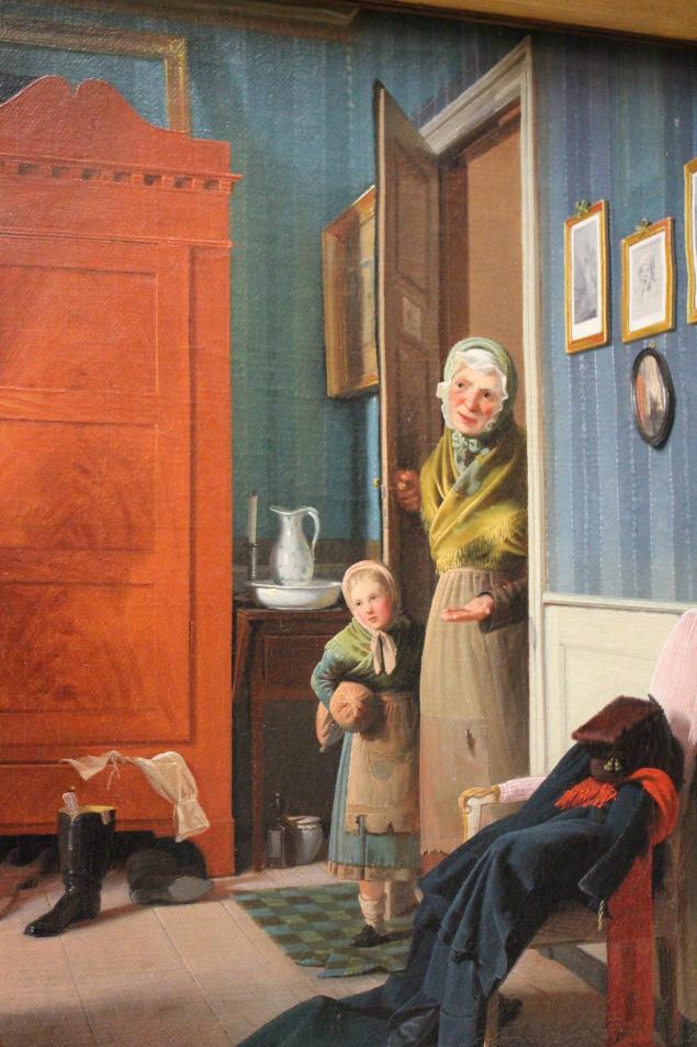 The Visit of the Beggar and her Child, vintage artwork by Wilhelm Bendz, A3 (16x12") Poster Print