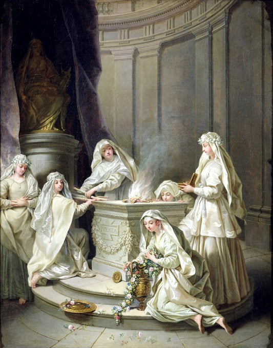 Ancient Vestals, vintage artwork by Jean Raoux, 12x8" (A4) Poster