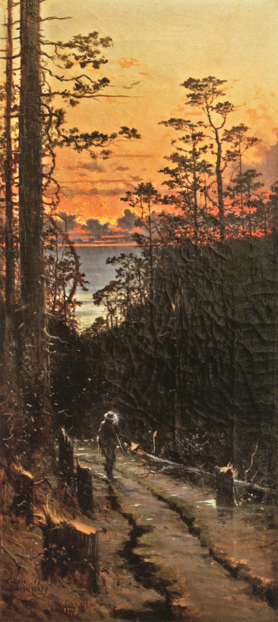 Cañada Honda, Monterey, vintage artwork by Jules Tavernier, 12x8" (A4) Poster