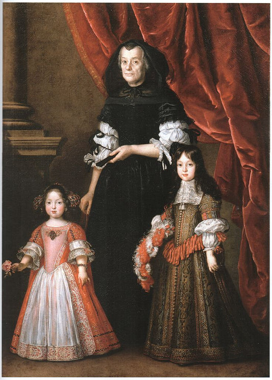 Ferdinando de' Medici, Grand Prince of Tuscany and his sister, Anna Maria Luisa with their governess, vintage artwork by Justus Sustermans, 12x8" (A4) Poster