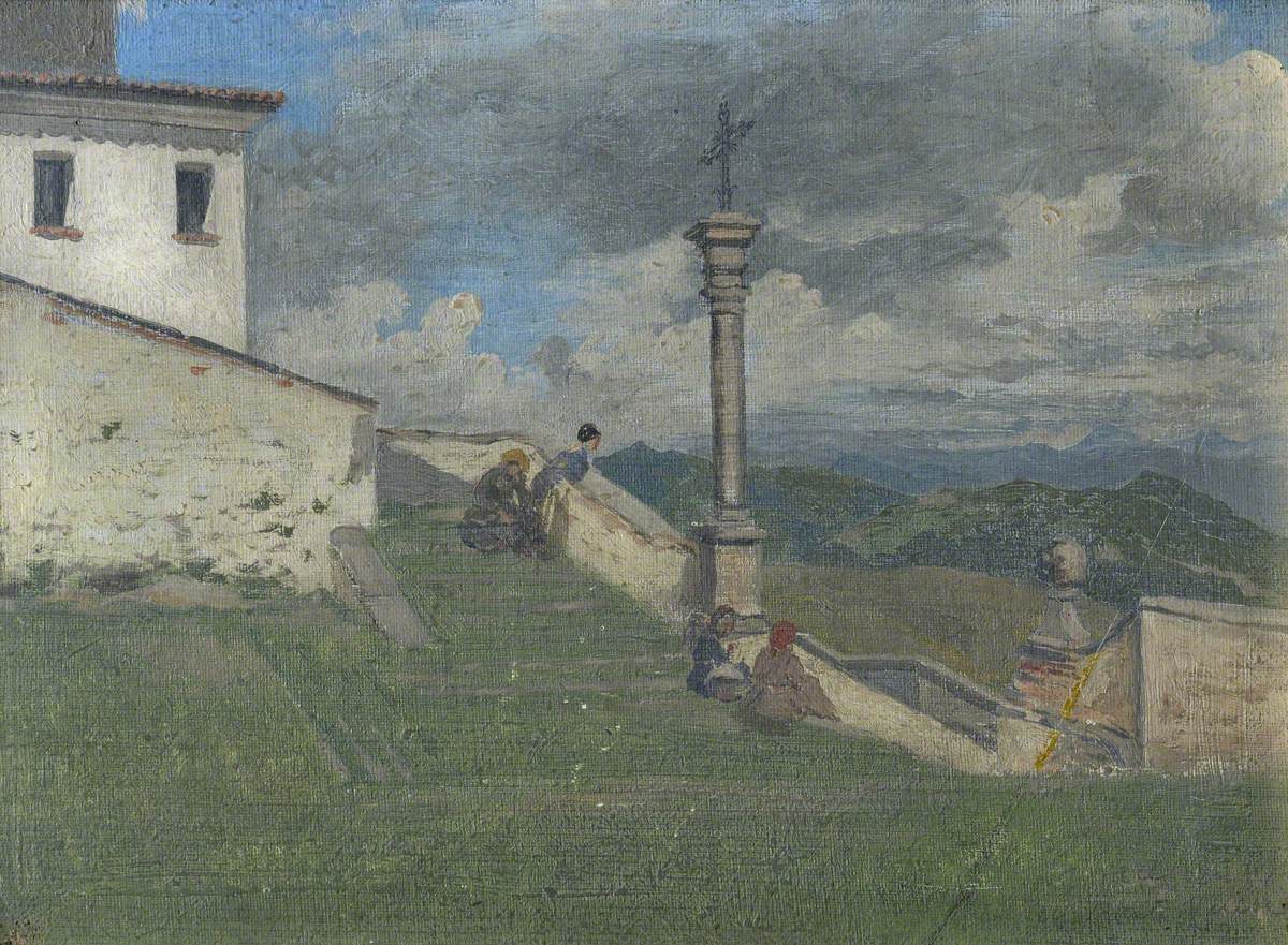 Terrace on Top, Sacro Monte Varese, vintage artwork by Samuel Butler, 12x8" (A4) Poster