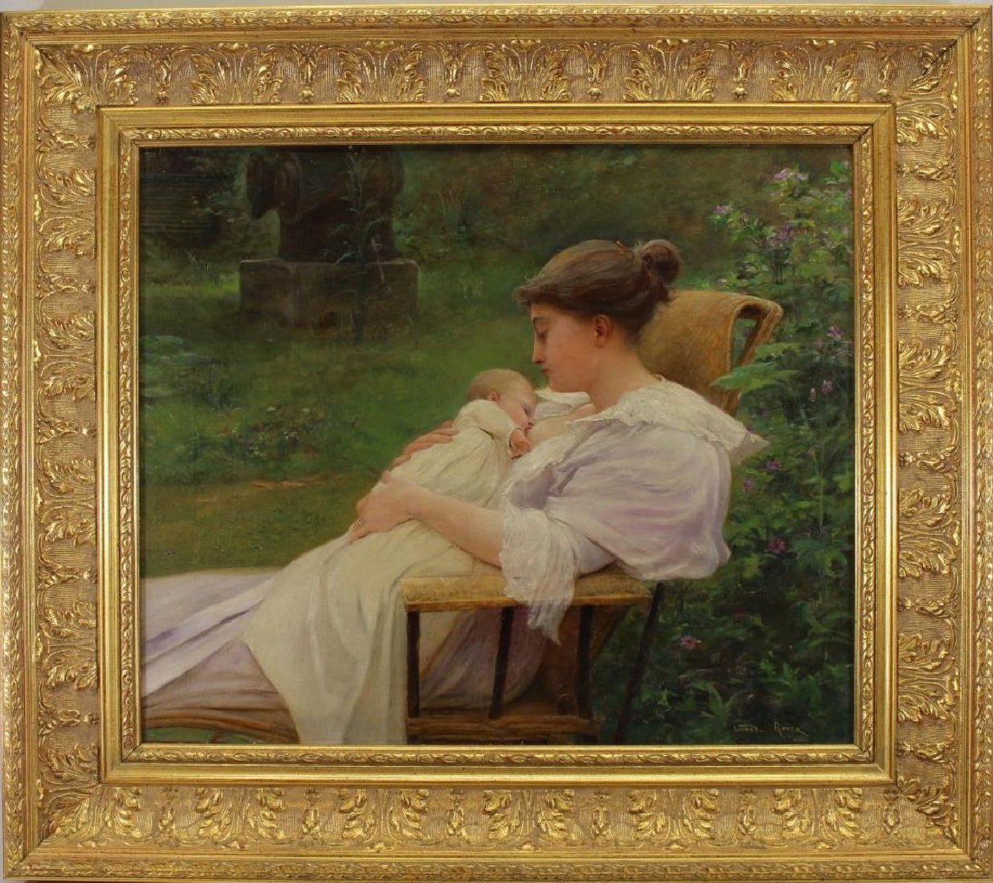 Nursing, vintage artwork by Lionel-Noël Royer, 12x8" (A4) Poster