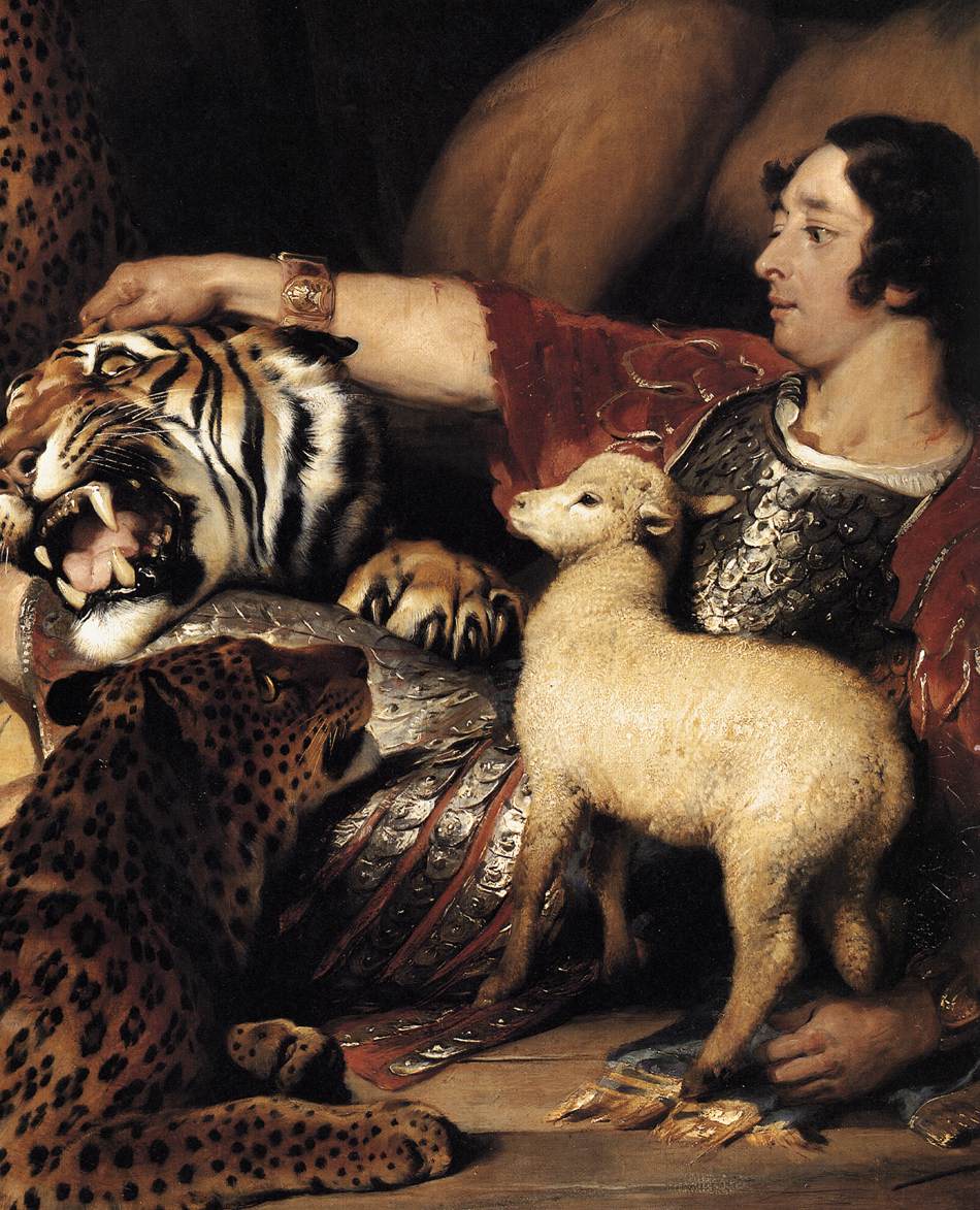Isaac van Amburgh and his Animals (detail), vintage artwork by Sir Edwin Landseer, A3 (16x12") Poster Print