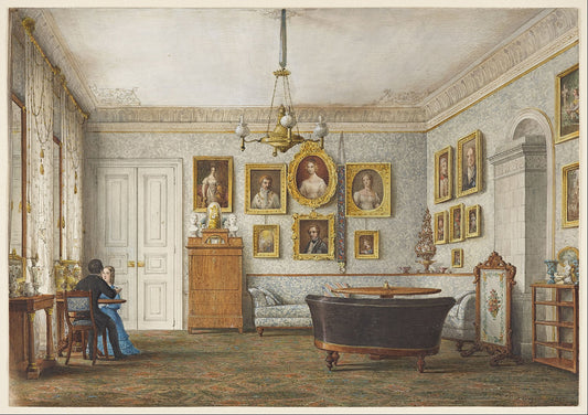 A Salon in a Residence of the Duke of Leuchtenberg, vintage artwork by Otto Wagner, A3 (16x12") Poster Print
