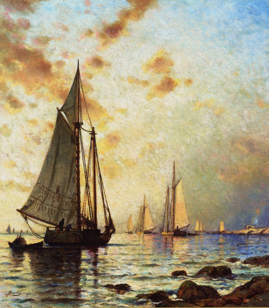 Sunset, Isle of Shoals, vintage artwork by Arthur Quartley, 12x8" (A4) Poster