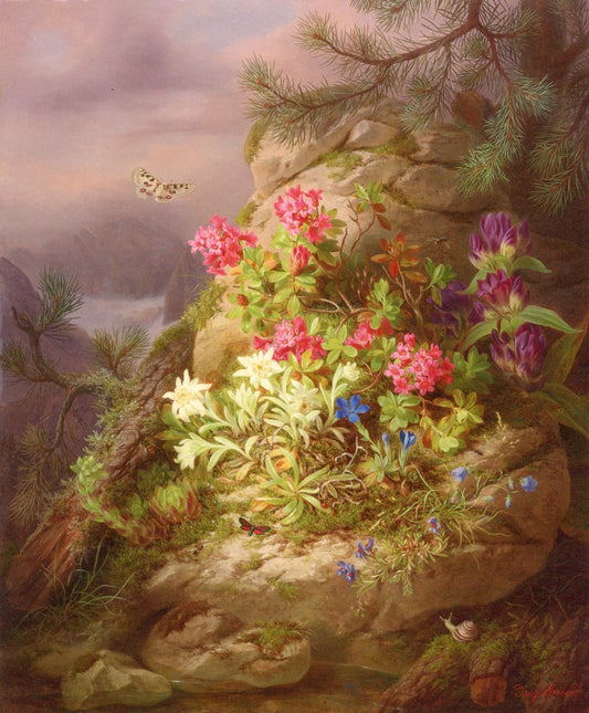 Still Life with Snail, vintage artwork by Josef Lauer, A3 (16x12") Poster Print