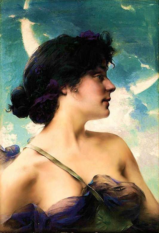 A Beauty in Violet, vintage artwork by Paul Francois Quinsac, 12x8" (A4) Poster