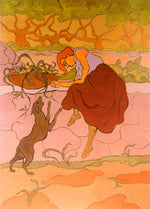 Woman with Jumping Dog, vintage artwork by Paul Ranson, 12x8" (A4) Poster