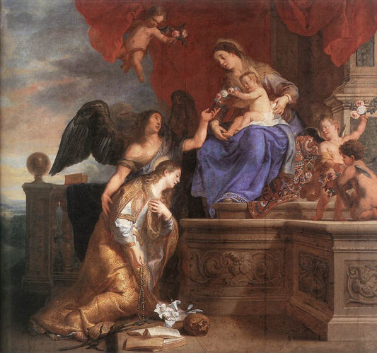 The Coronation of Saint Rosalie, vintage artwork by Gaspard de Crayer, 12x8" (A4) Poster