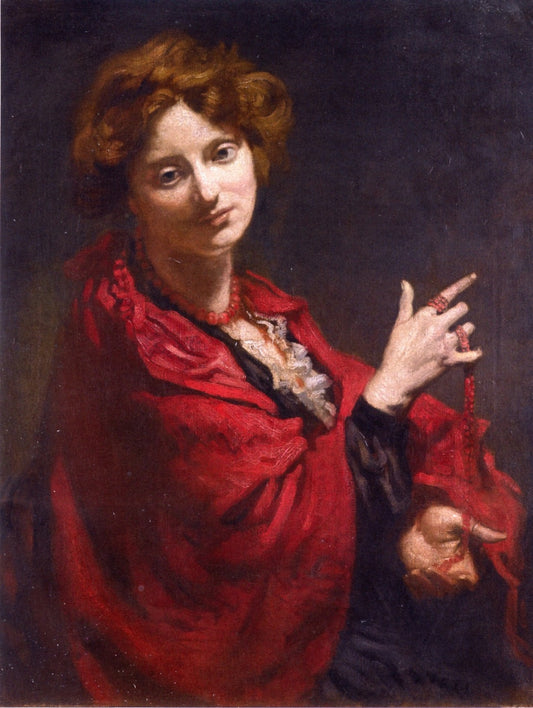 Anita Bartle, The Red Shawl, vintage artwork by Sir William Orpen, R.A., R.H.A., 12x8" (A4) Poster