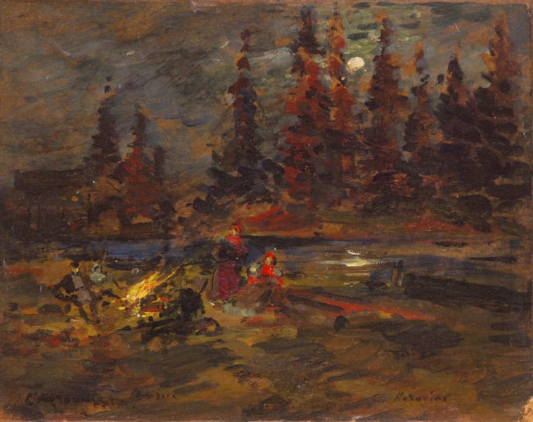 Fire on the River Bank by Constantin Alexeevich Korovin,A3(16x12")Poster