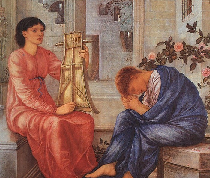 The Lament, vintage artwork by Sir Edward Burne-Jones, 12x8" (A4) Poster
