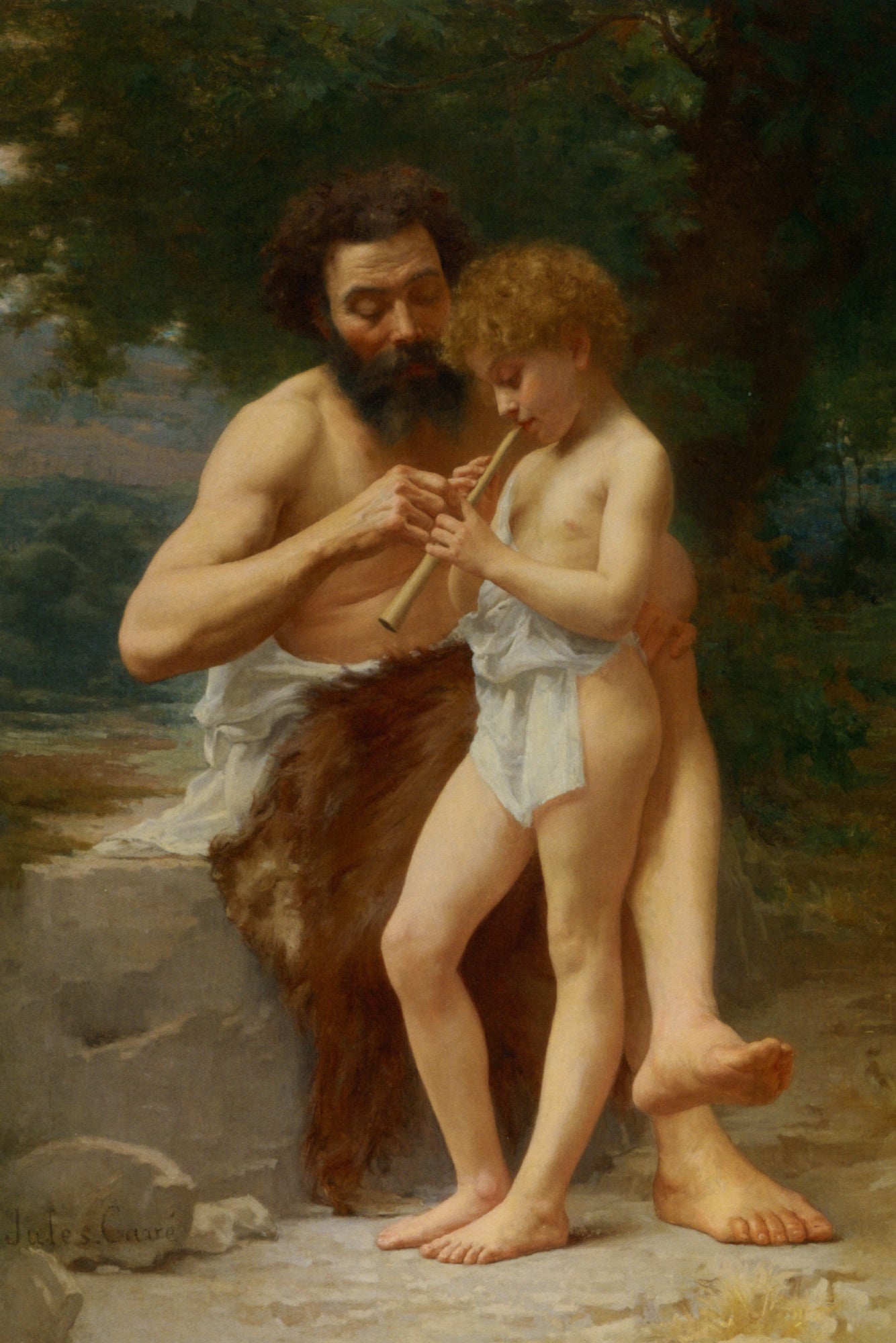 The Flute Lesson by Jules Cyrille Cave,A3(16x12")Poster