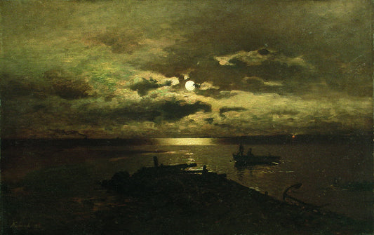 Night at Sea, vintage artwork by Lev Kamenev, 12x8" (A4) Poster