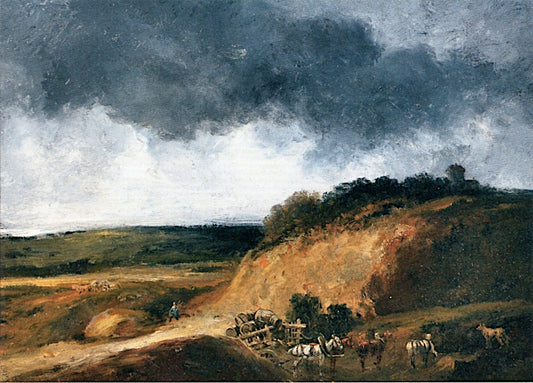 Harvest Under Stormy Skies, vintage artwork by Georges Michel, 12x8" (A4) Poster