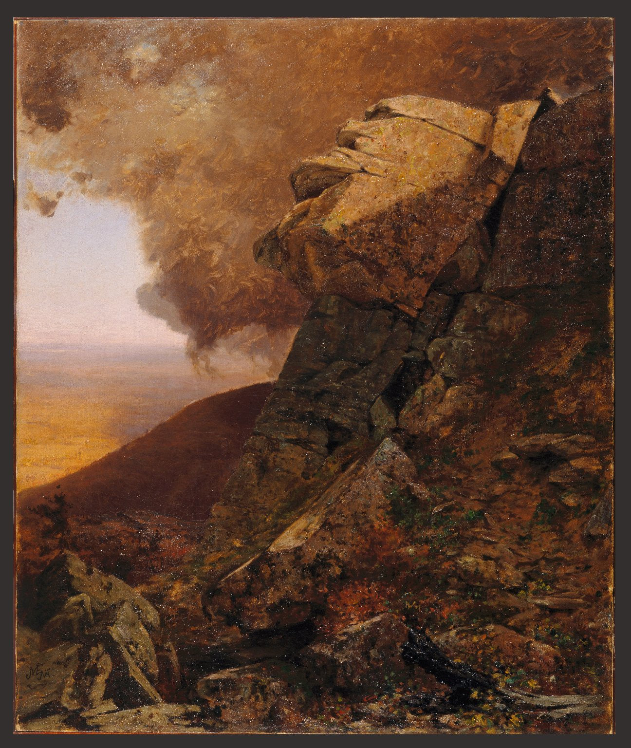 A Cliff in the Katskills, vintage artwork by Jervis McEntee, 12x8" (A4) Poster