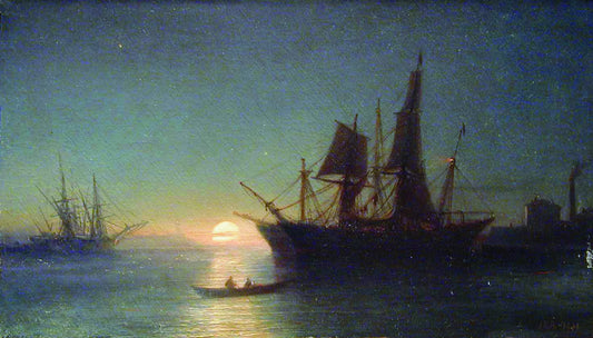 Early Morning in the Harbour, vintage artwork by Lev Lagorio, 12x8" (A4) Poster