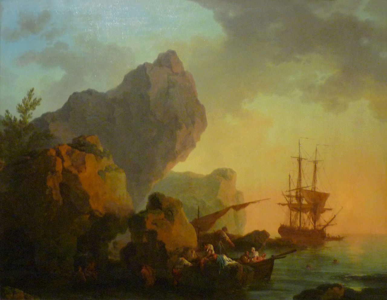 Seascape at Sunset, vintage artwork by Philippe-Jacques de Loutherbourg, 12x8" (A4) Poster