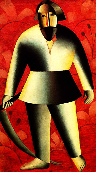 The Reaper on Red, vintage artwork by Kasimir Malevich, 12x8" (A4) Poster