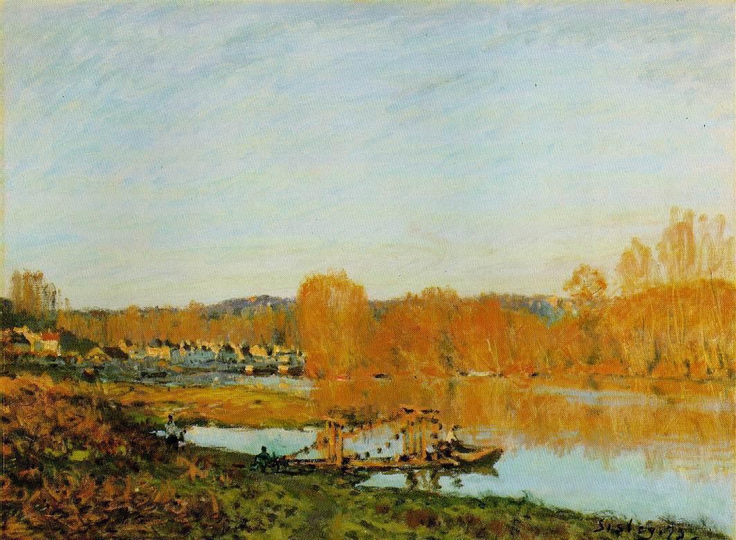 Autumn - Banks of the Seine near Bougival, vintage artwork by Alfred Sisley, 12x8" (A4) Poster
