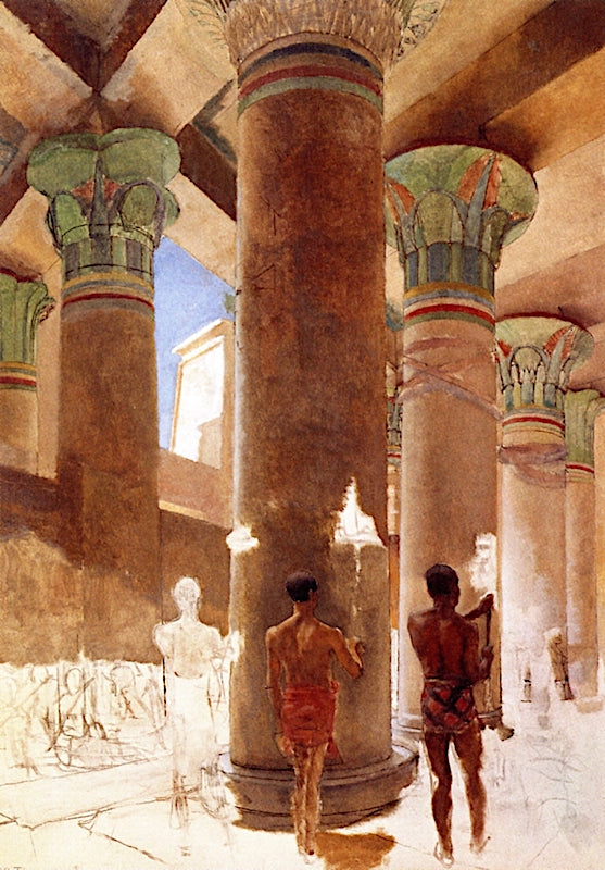 Cleopatra at the Temple of Isis at Philae (unfinished), vintage artwork by Sir Lawrence Alma-Tadema, 12x8" (A4) Poster