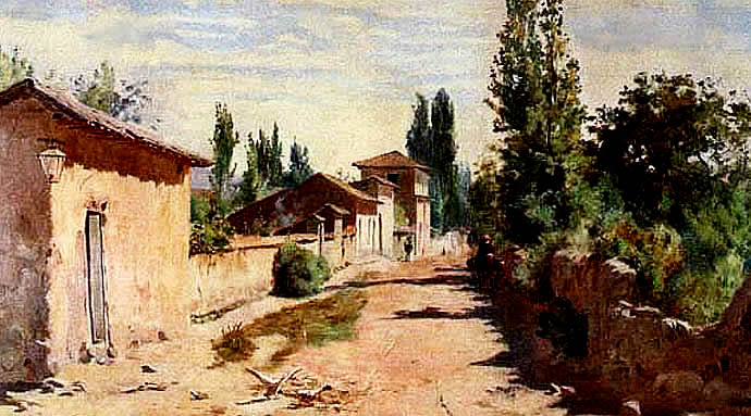 Old street in Limache by Alberto Valenzuela Llanos,A3(16x12")Poster