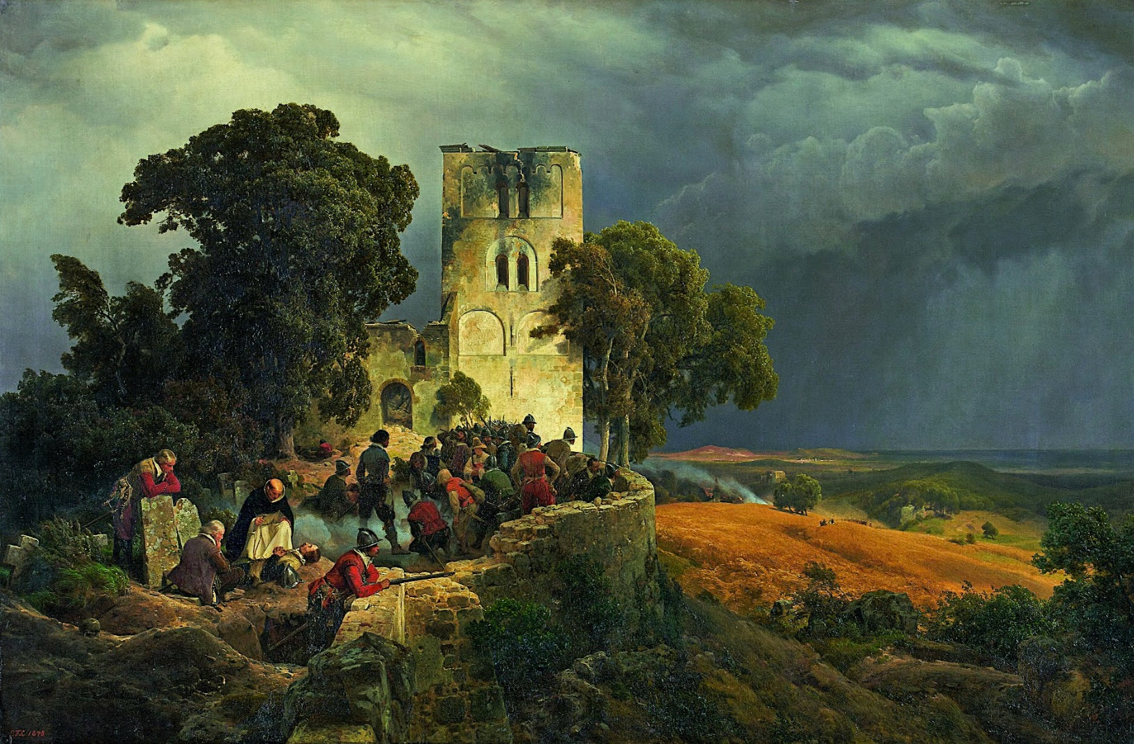 Defense of a church during 1848, vintage artwork by Karl Friedrich Lessing, A3 (16x12") Poster Print