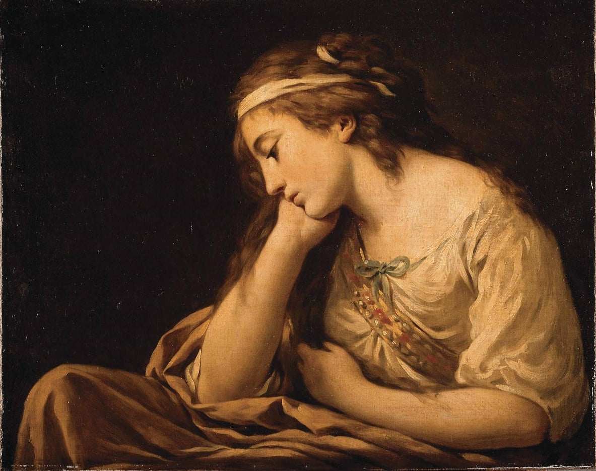 Melancholy, vintage artwork by Louis Jean François Lagrenee, 12x8" (A4) Poster